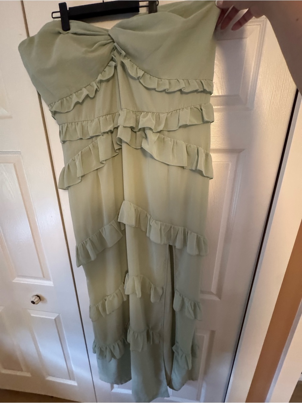PrettyLittleThing Plus Sage Green Strapless Maxi